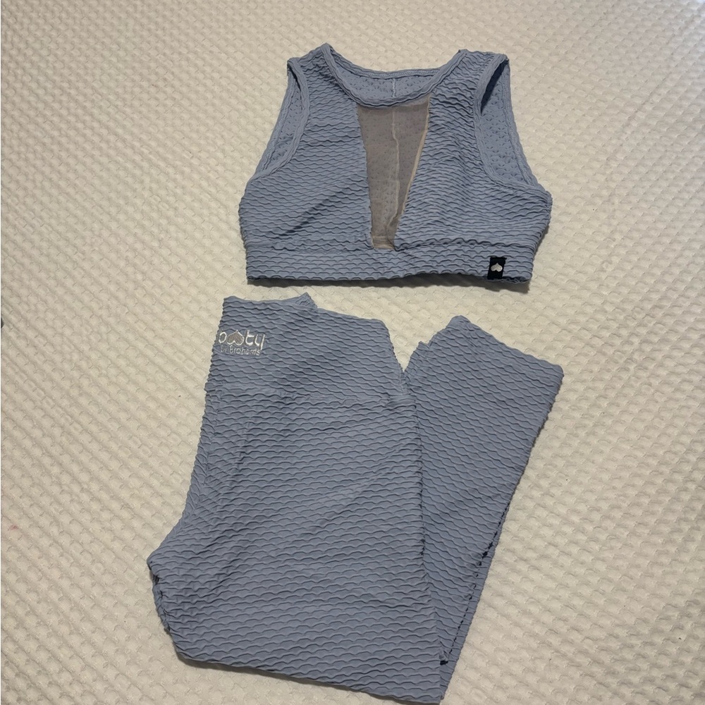 Booty by Brabants Something Blue Cropped Croco Skin Leggings and Reveal Top Set